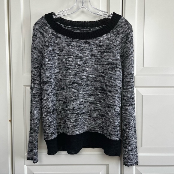 Eileen Fisher | Melange Twist Knit Linen Blend Boat Neck Sweater Size Small - Picture 2 of 6